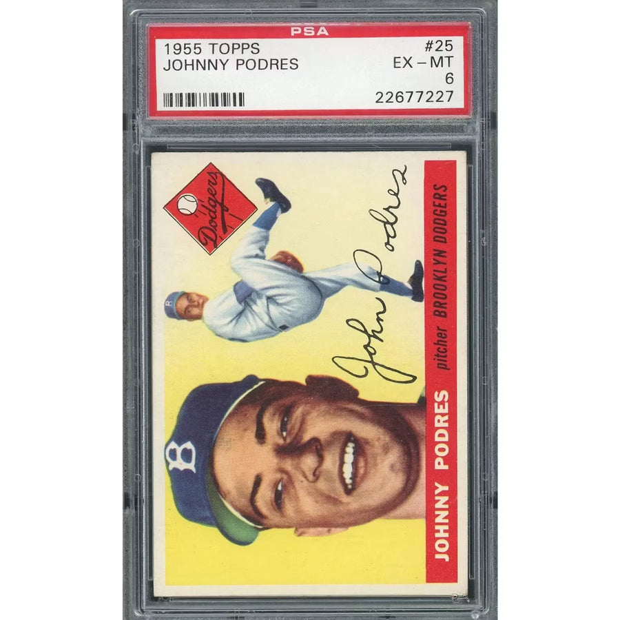 Johnny Podres 1955 Topps #25 Baseball Card | PSA 6