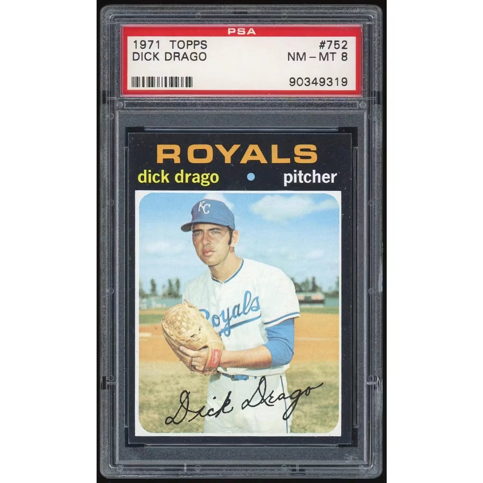 1971 Topps #752 Dick Drago Baseball Card | PSA 8