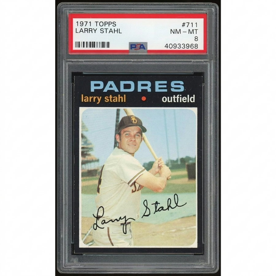 1971 Topps #711 Larry Stahl Baseball Card | PSA 8