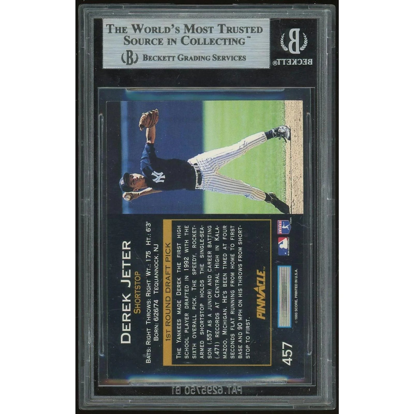 Derek Jeter 1993 Pinnacle #457 Rookie Card | BGS 9