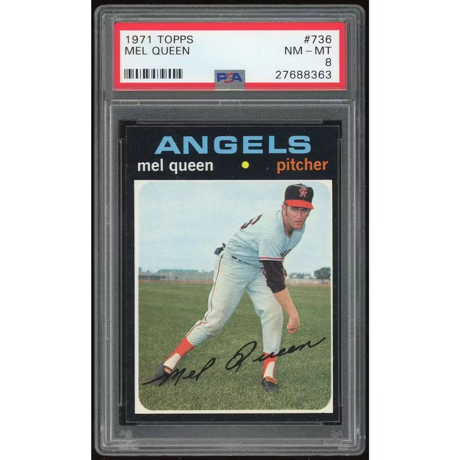 1971 Topps #736 Mel Queen Baseball Card | PSA 8