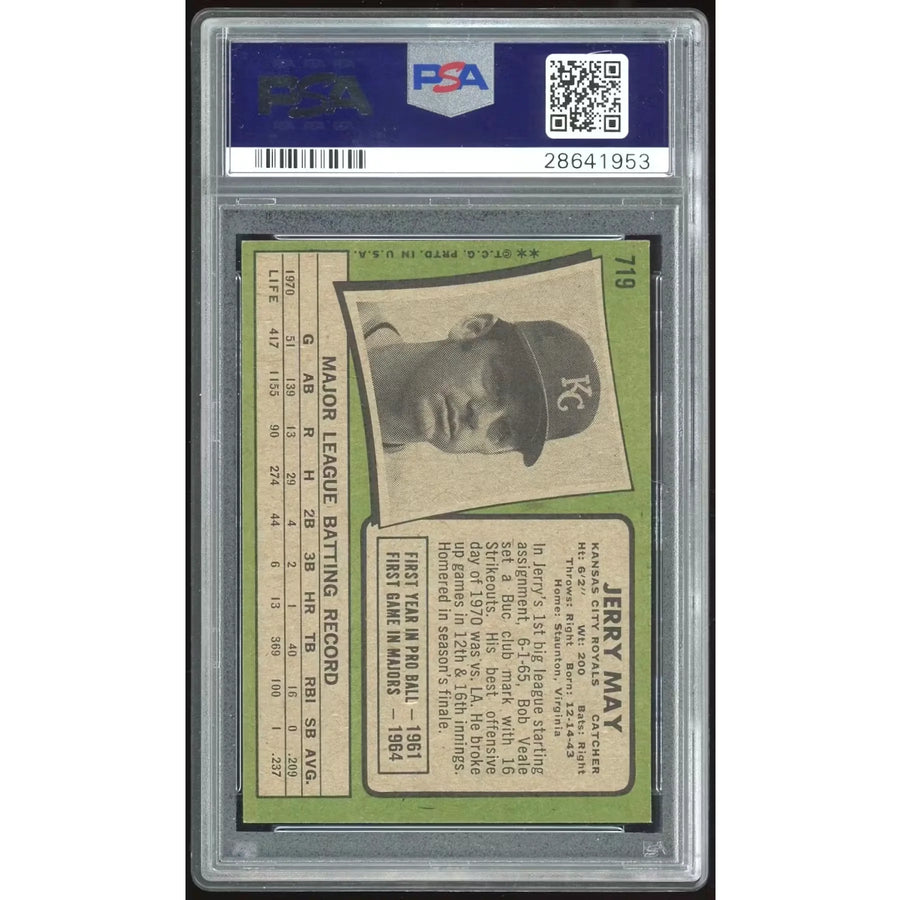 1971 Topps #719 Jerry May Baseball Card | PSA 8 1953