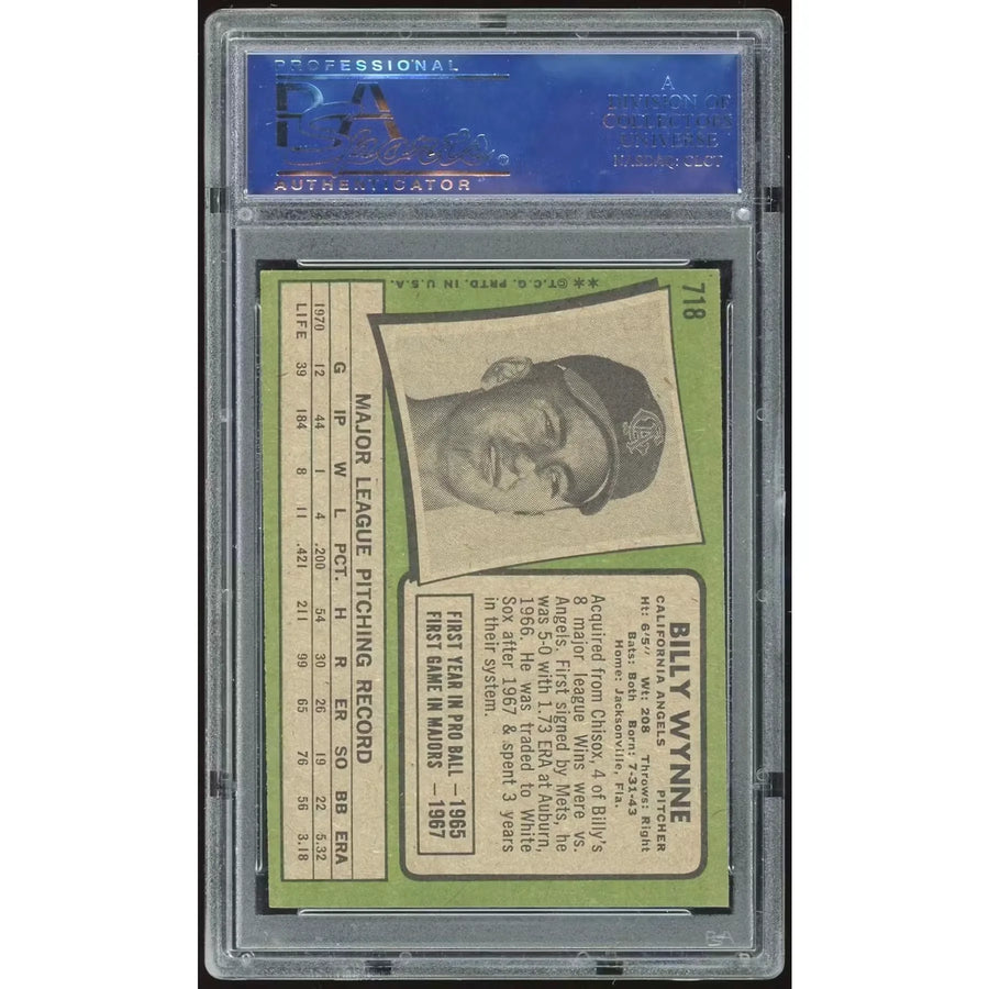 Billy Wynne 1971 Topps #718 Baseball Card | PSA 8