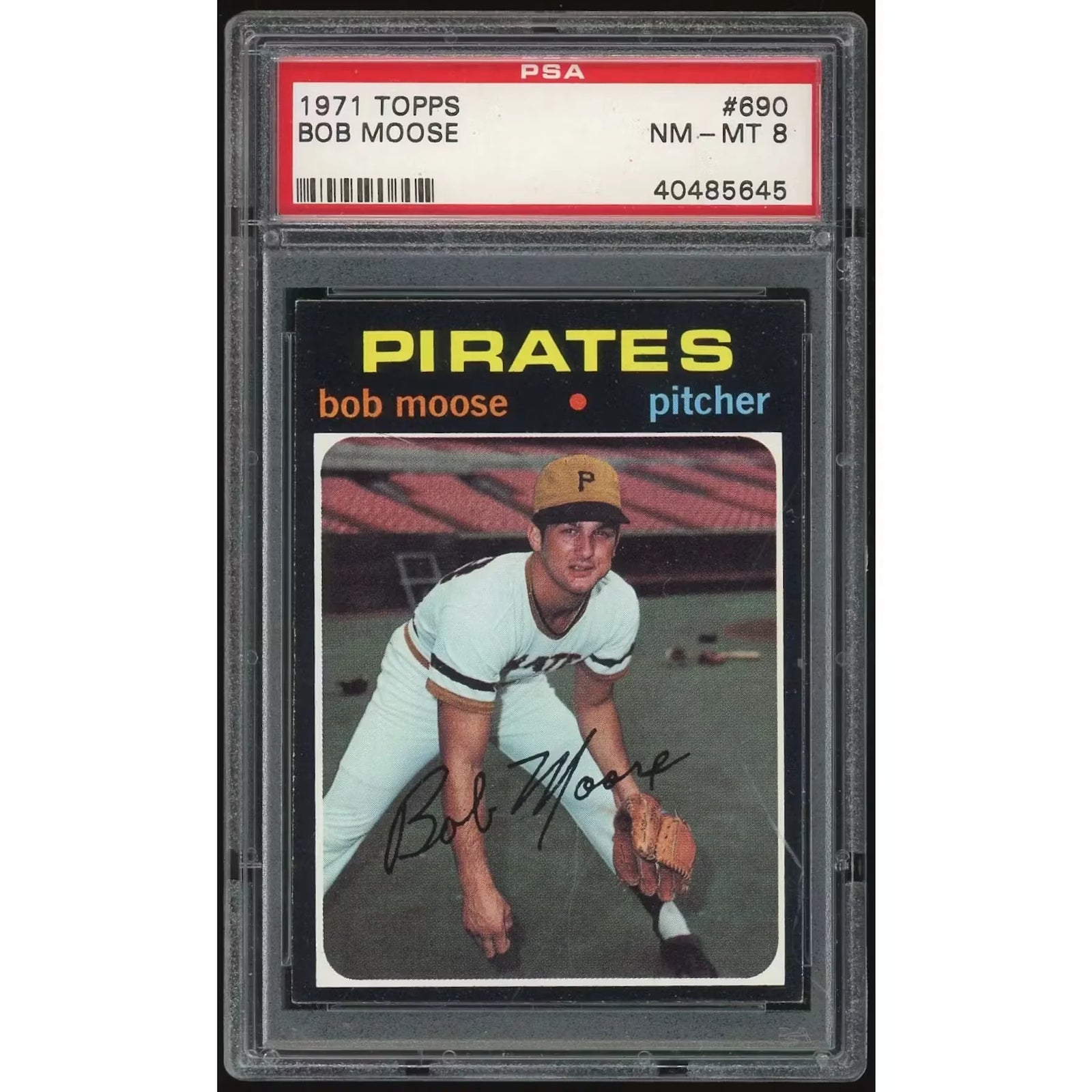 Bob Moose 1971 Topps #690 Baseball Card | PSA 8