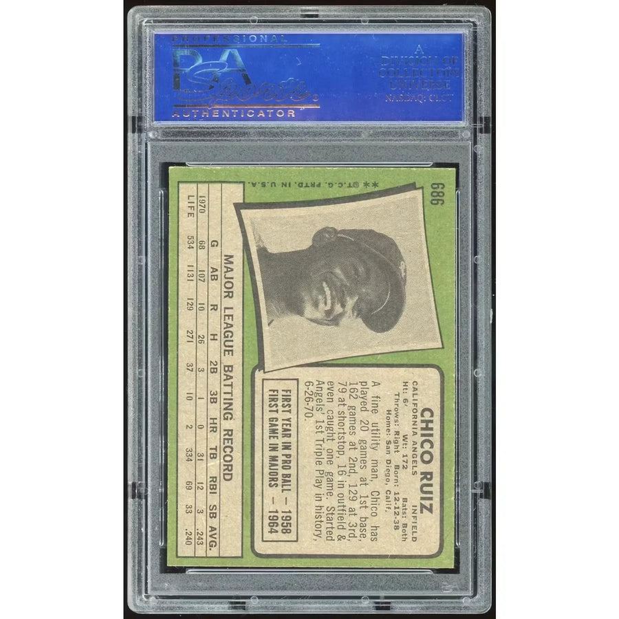 Chico Ruiz 1971 Topps #686 Baseball Card | PSA 8