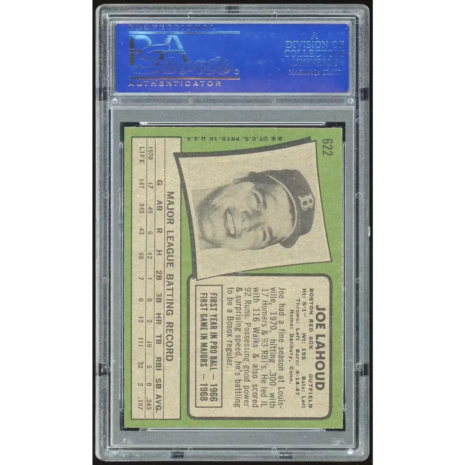 Joe Lahoud 1971 Topps #622 Baseball Card | PSA 8