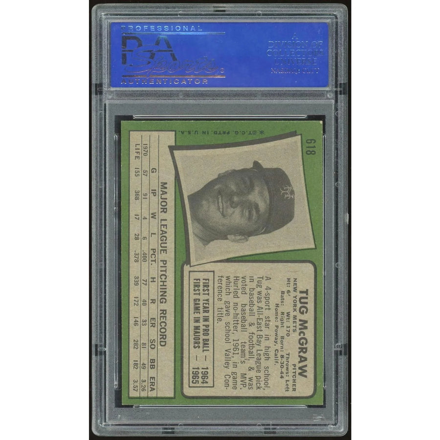 Tug McGraw 1971 Topps #618 Baseball Card | PSA 8