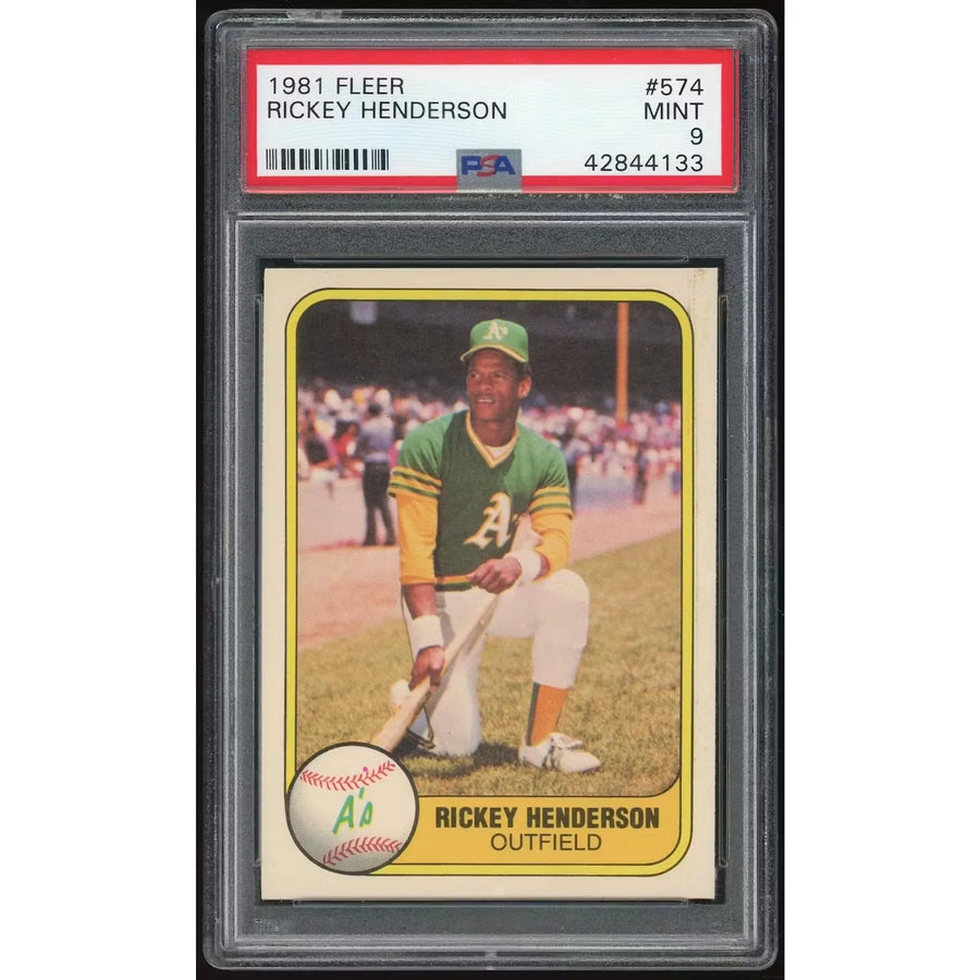Rickey Henderson 1981 Fleer #574 Baseball Card | PSA 9