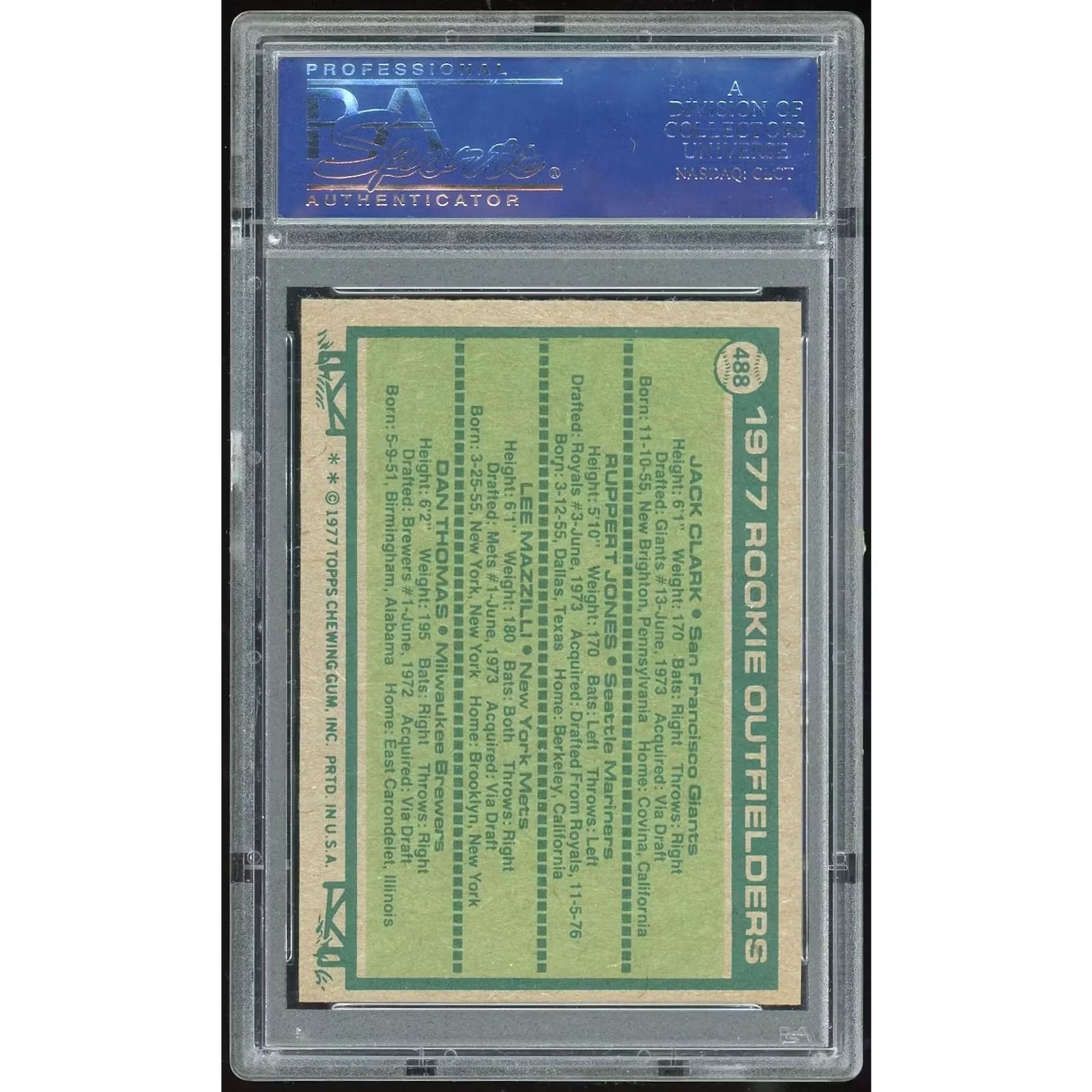 1977 Topps #488 Jack Clark Rookie Card | PSA 8