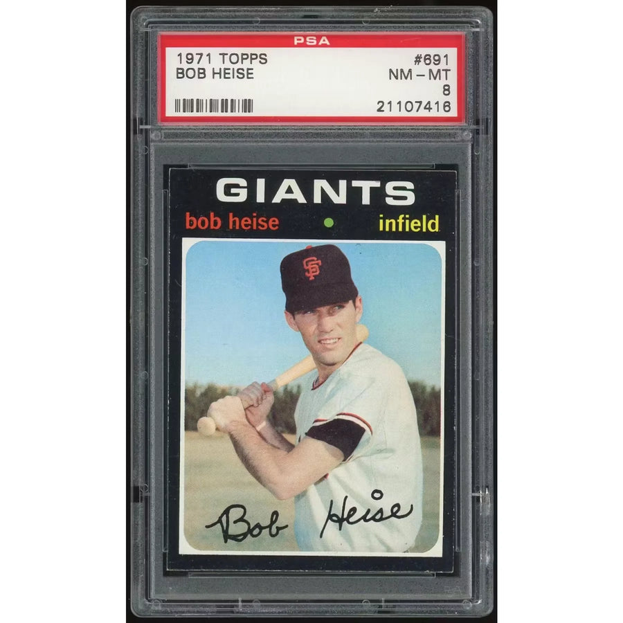 1971 Topps #691 Bob Heise Baseball Card | PSA 8