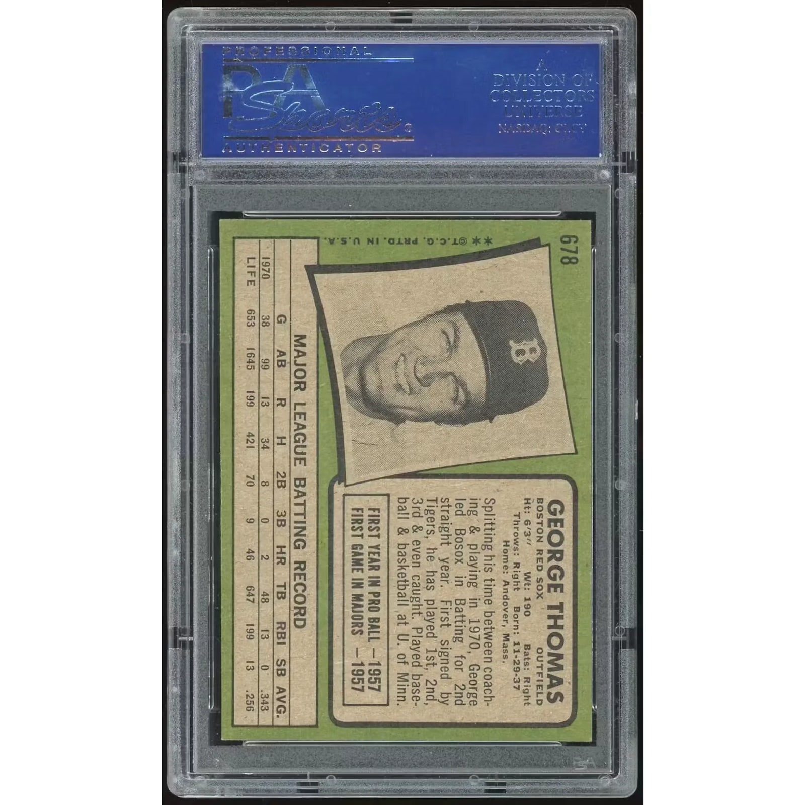 George Thomas 1971 Topps #678 Baseball Card | PSA 8