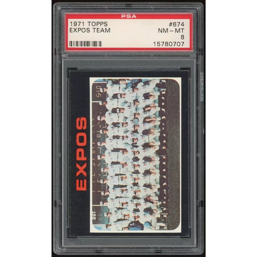1971 Topps #674 Expos Team Card | PSA 8