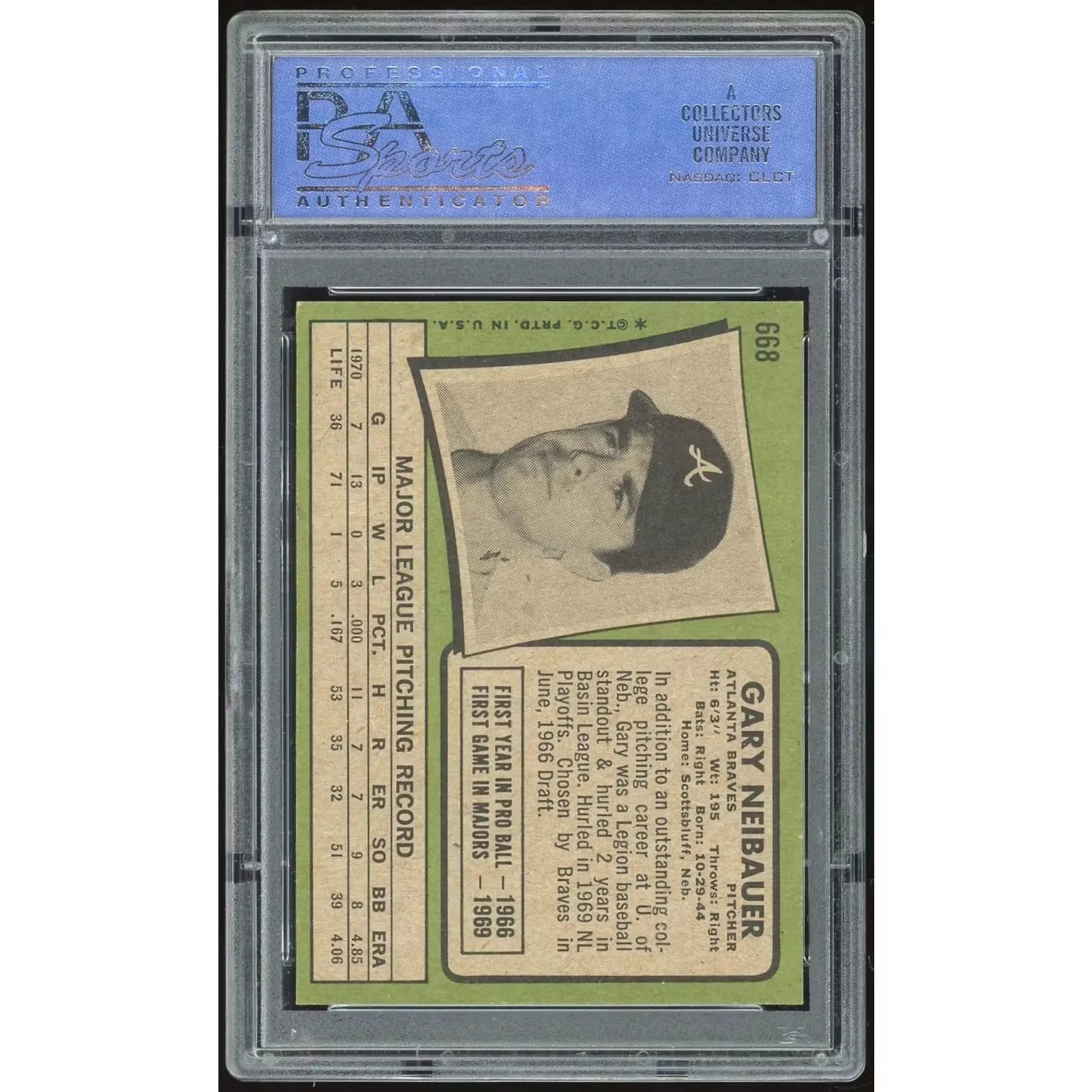 Gary Neibauer 1971 Topps #668 Baseball Card | PSA 8