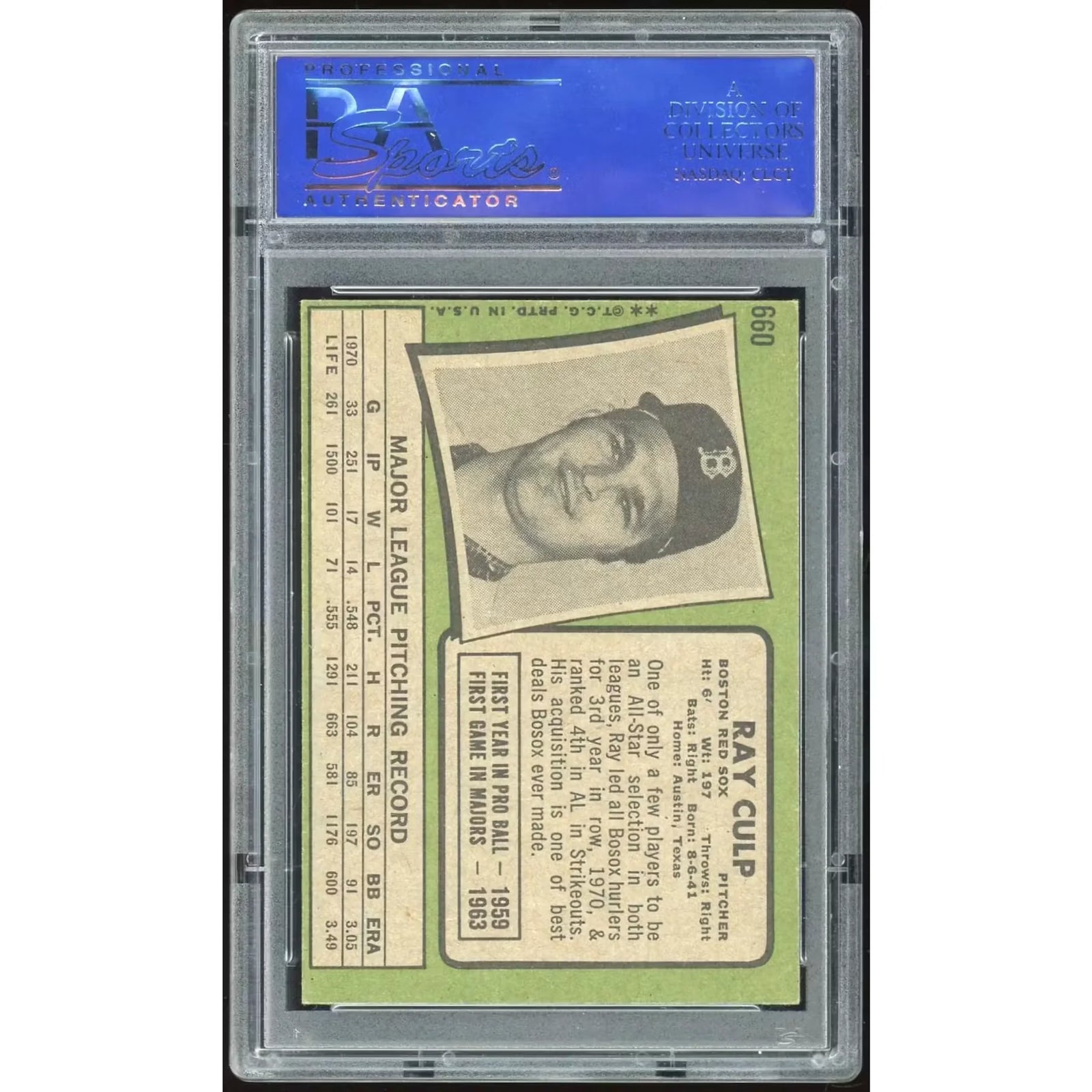 Ray Culp 1971 Topps #660 Baseball Card | PSA 8