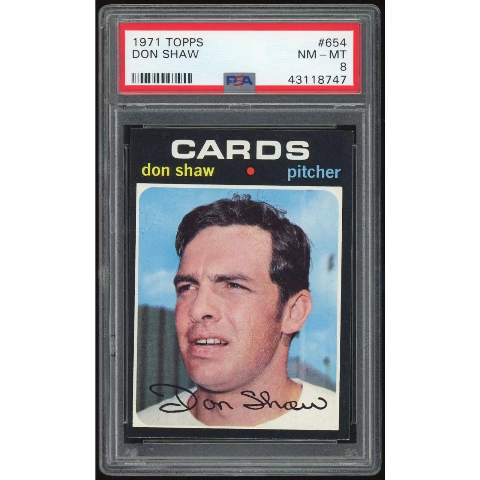 Don Shaw 1971 Topps #654 Baseball Card | PSA 8