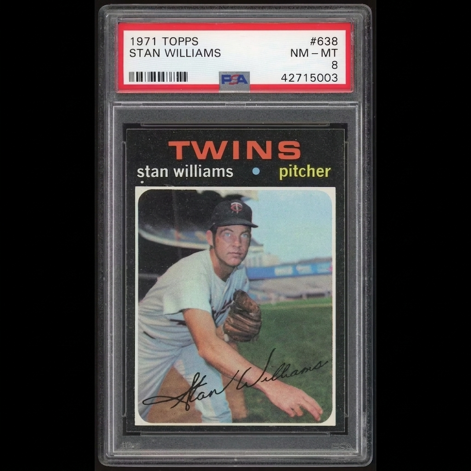 Stan Williams 1971 Topps #638 Baseball Card | PSA 8