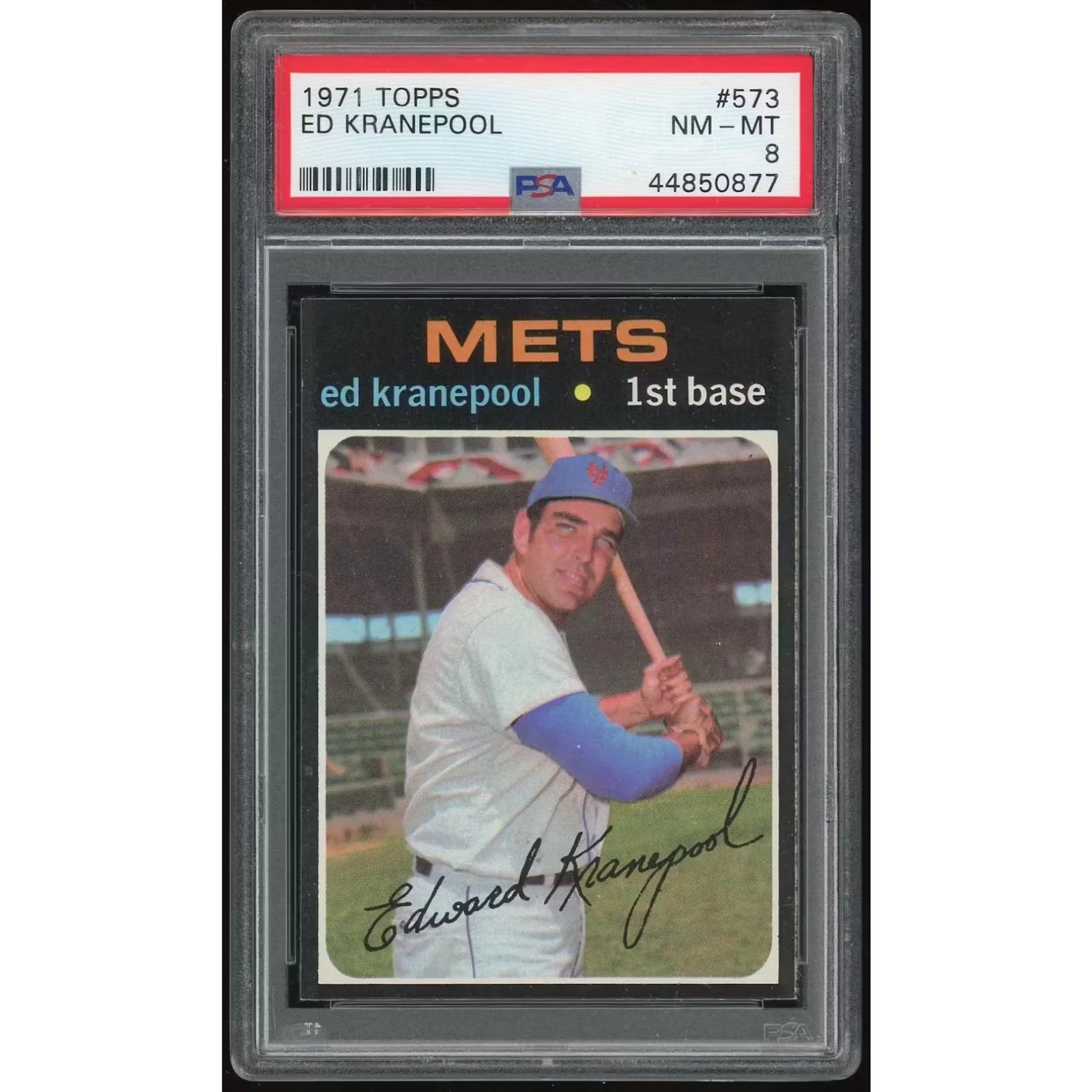 Ed Kranepool 1971 Topps #573 Baseball Card | PSA 8