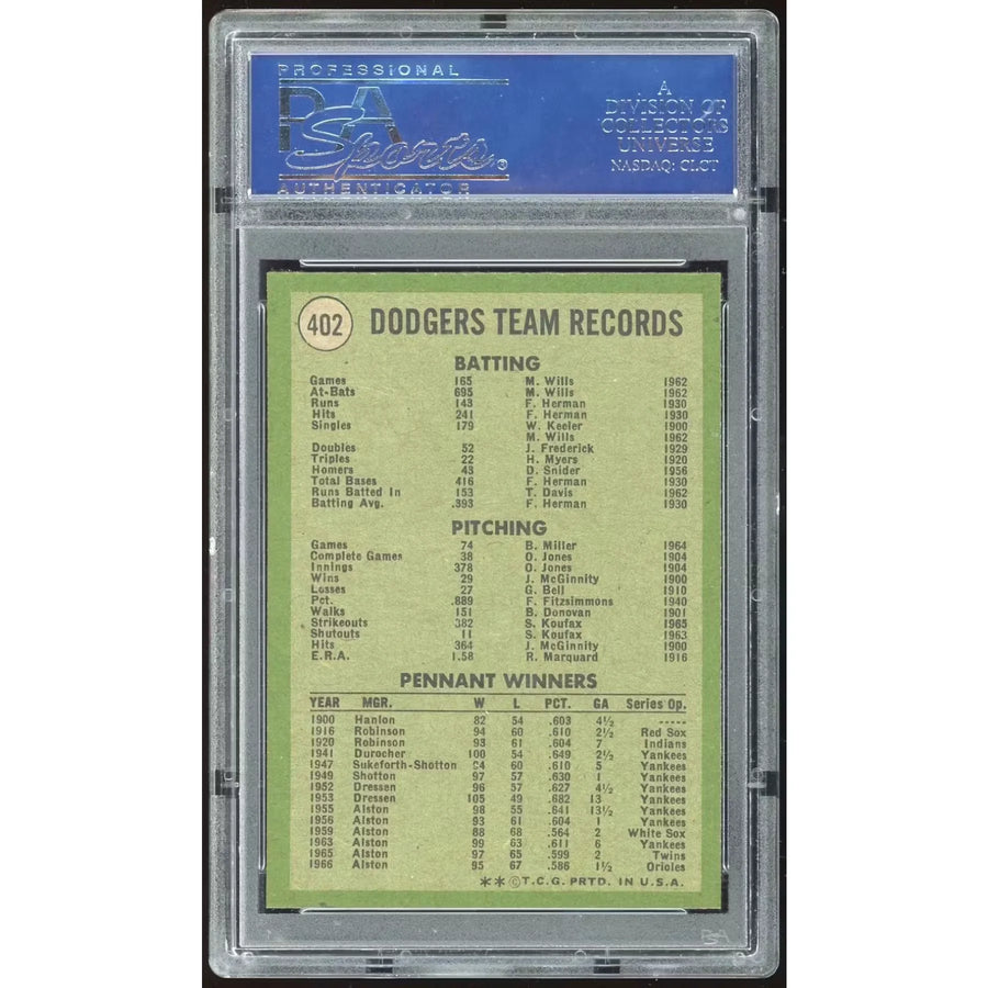1971 Topps #402 Dodgers Team Card | PSA 8.5