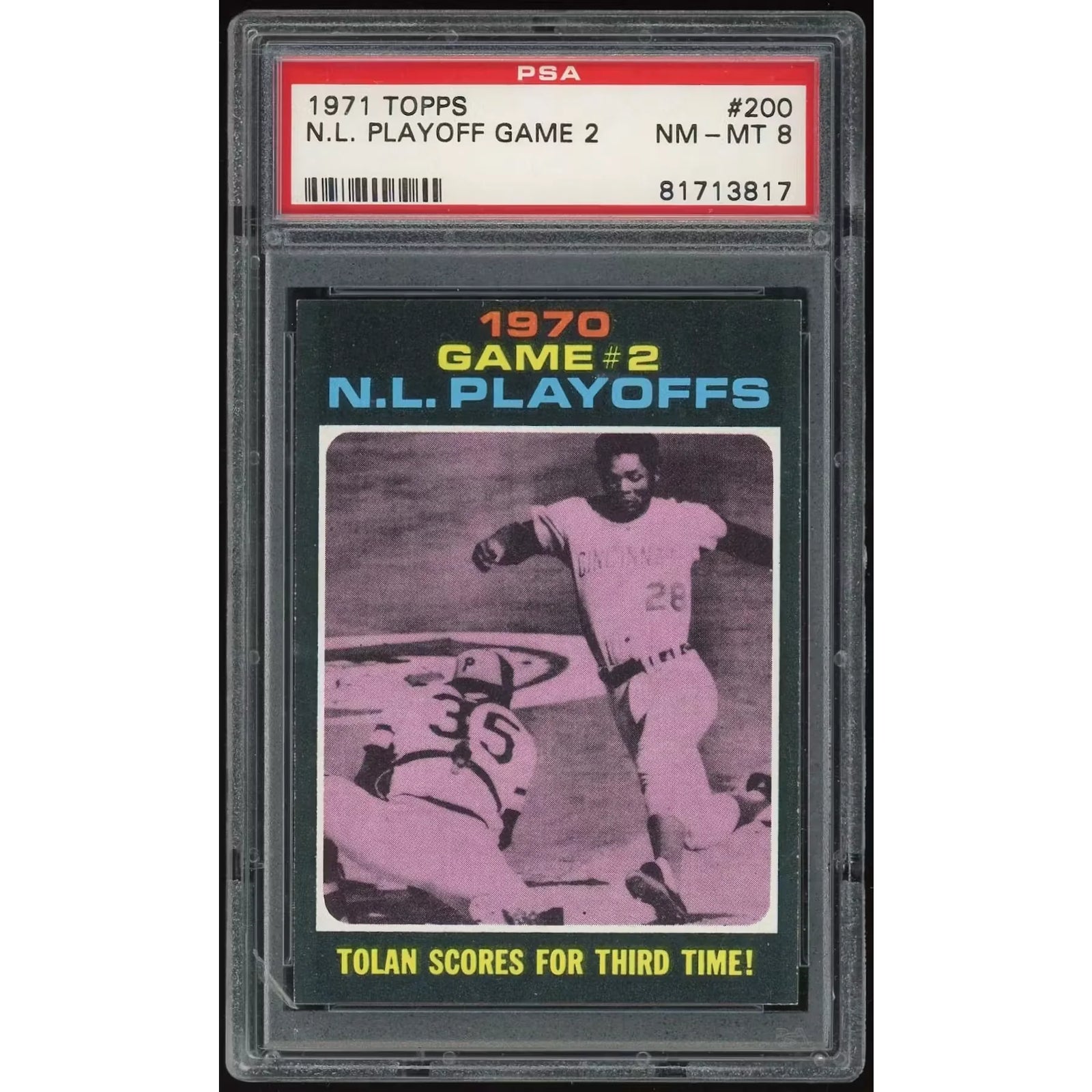 1971 Topps #200 NL Playoff Game 2 | PSA 8