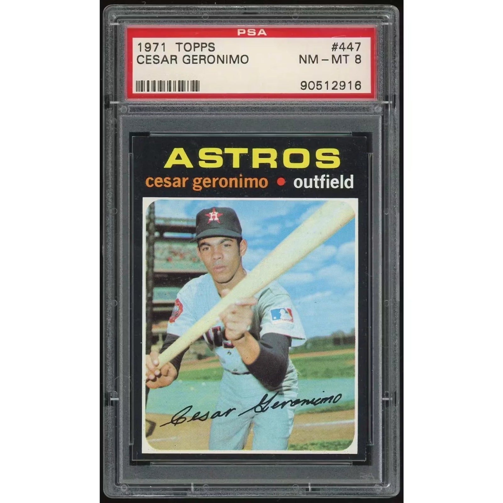 1971 Topps #447 Cesar Geronimo Rookie Card | PSA 8