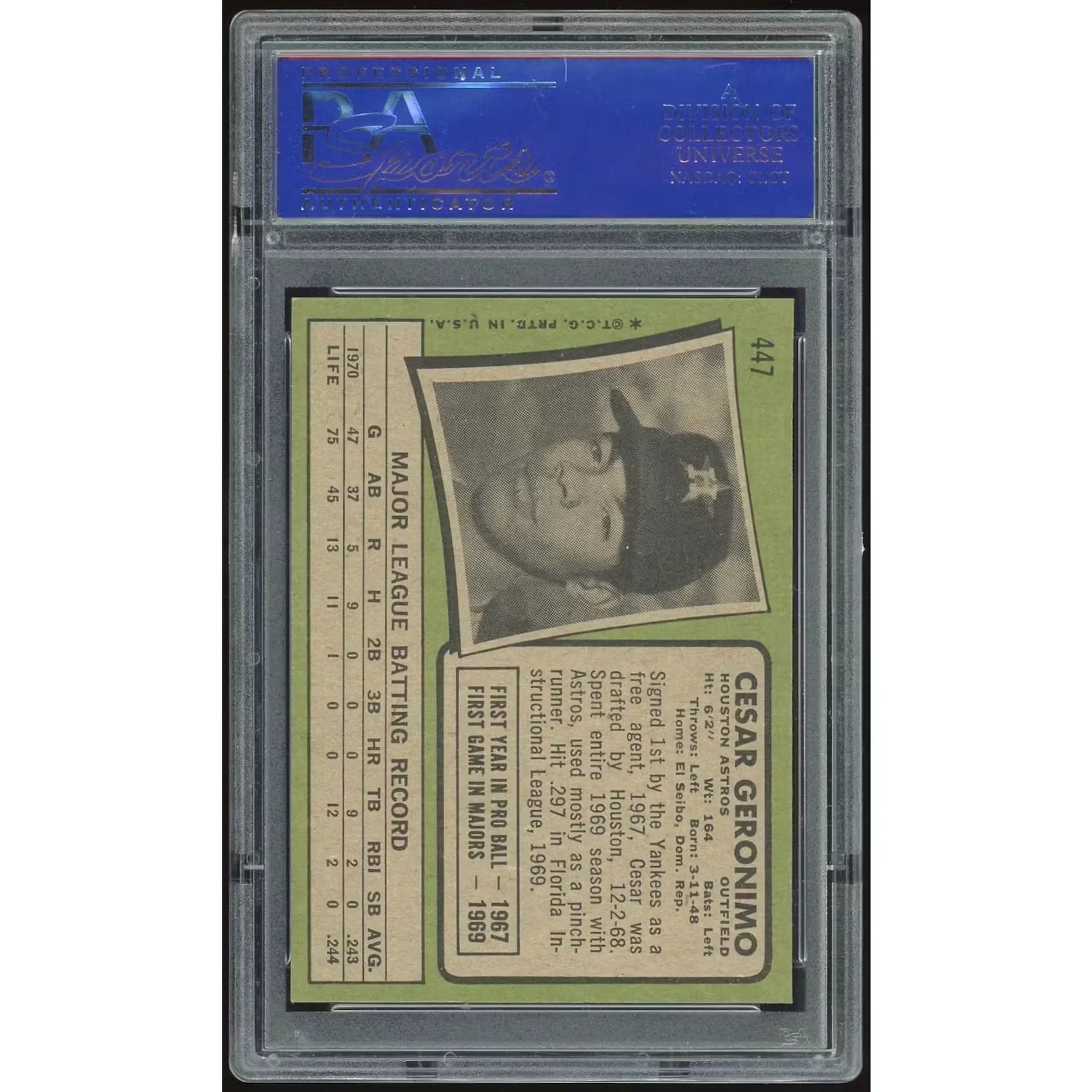 1971 Topps #447 Cesar Geronimo Rookie Card | PSA 8