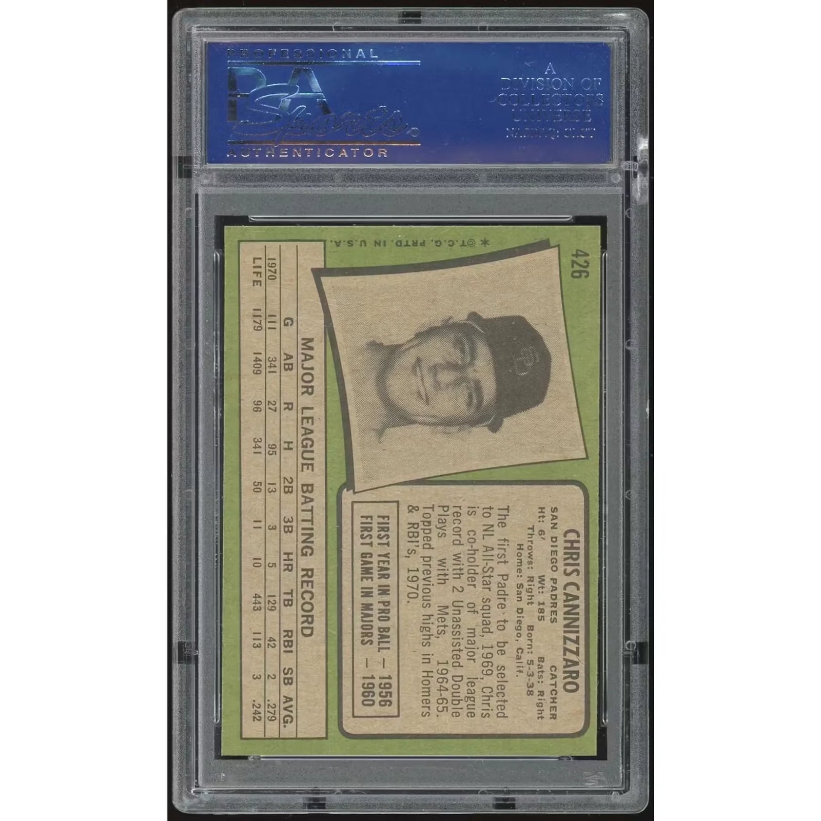Chris Cannizzaro 1971 Topps #426 Baseball Card | PSA 8.5