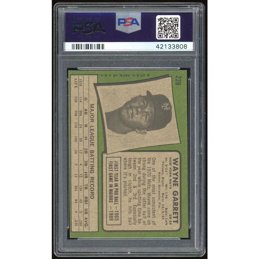 1971 Topps #228 Wayne Garrett Baseball Card | PSA 8.5