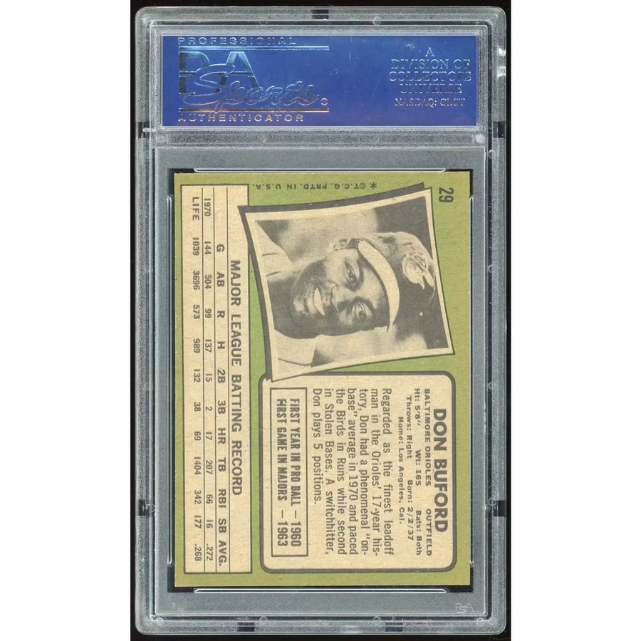 Don Buford 1971 Topps #29 Baseball Card | PSA 8.5