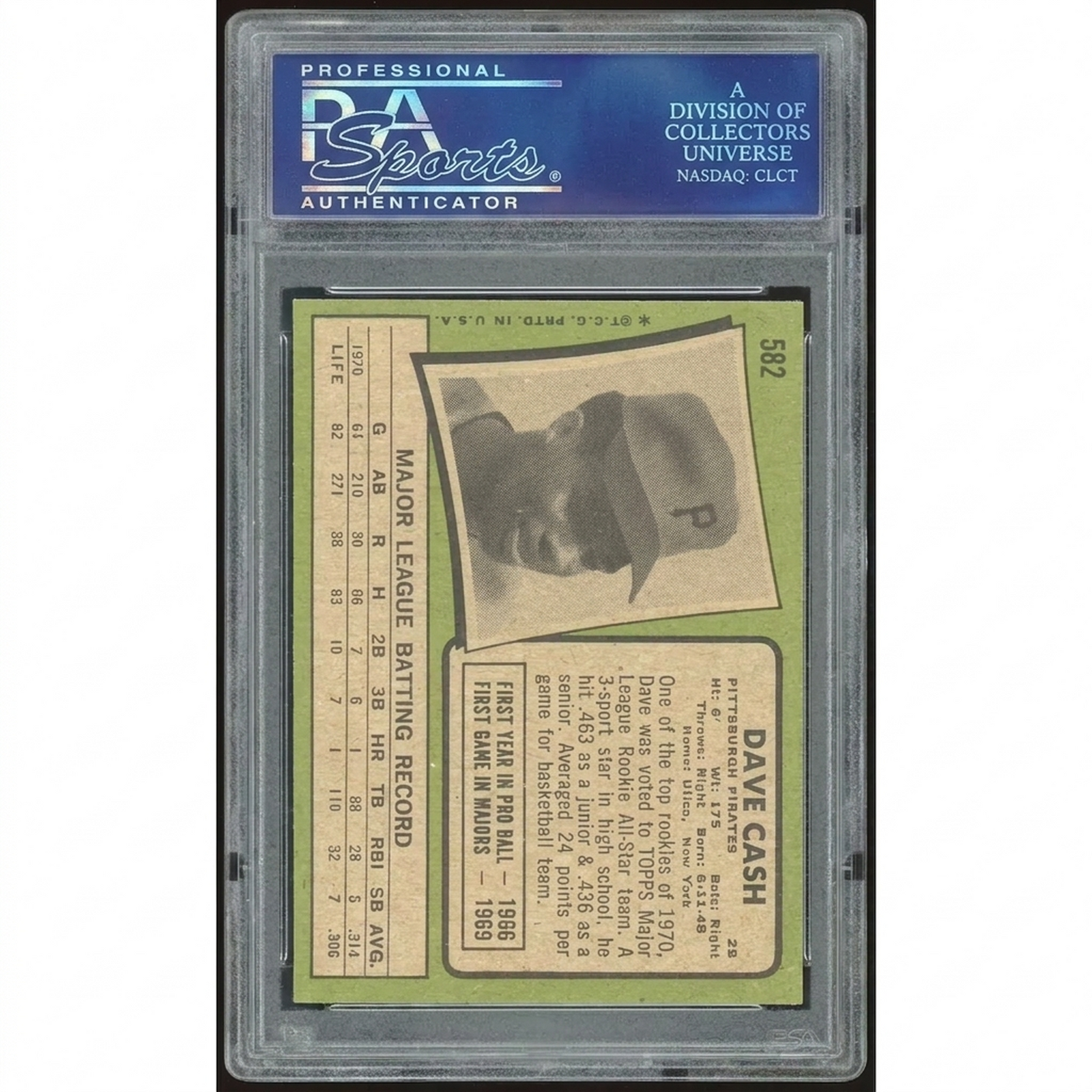 Dave Cash 1971 Topps #582 | PSA 8
