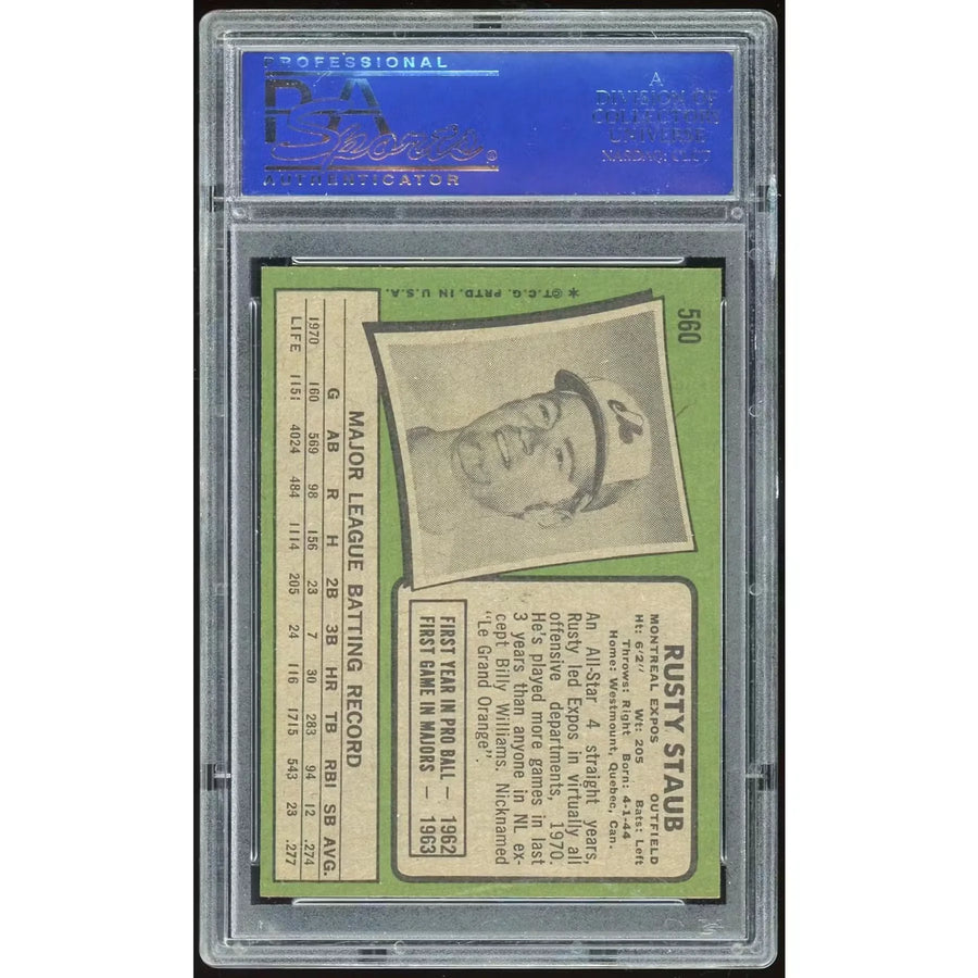 Rusty Staub 1971 Topps #560 Card | PSA 8