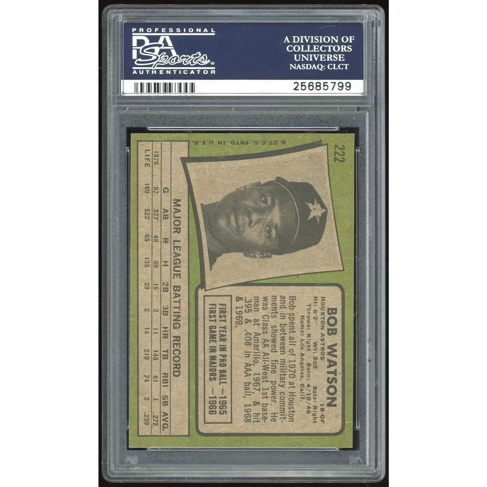 Bob Watson 1971 Topps #222 Baseball Card | PSA 8.5