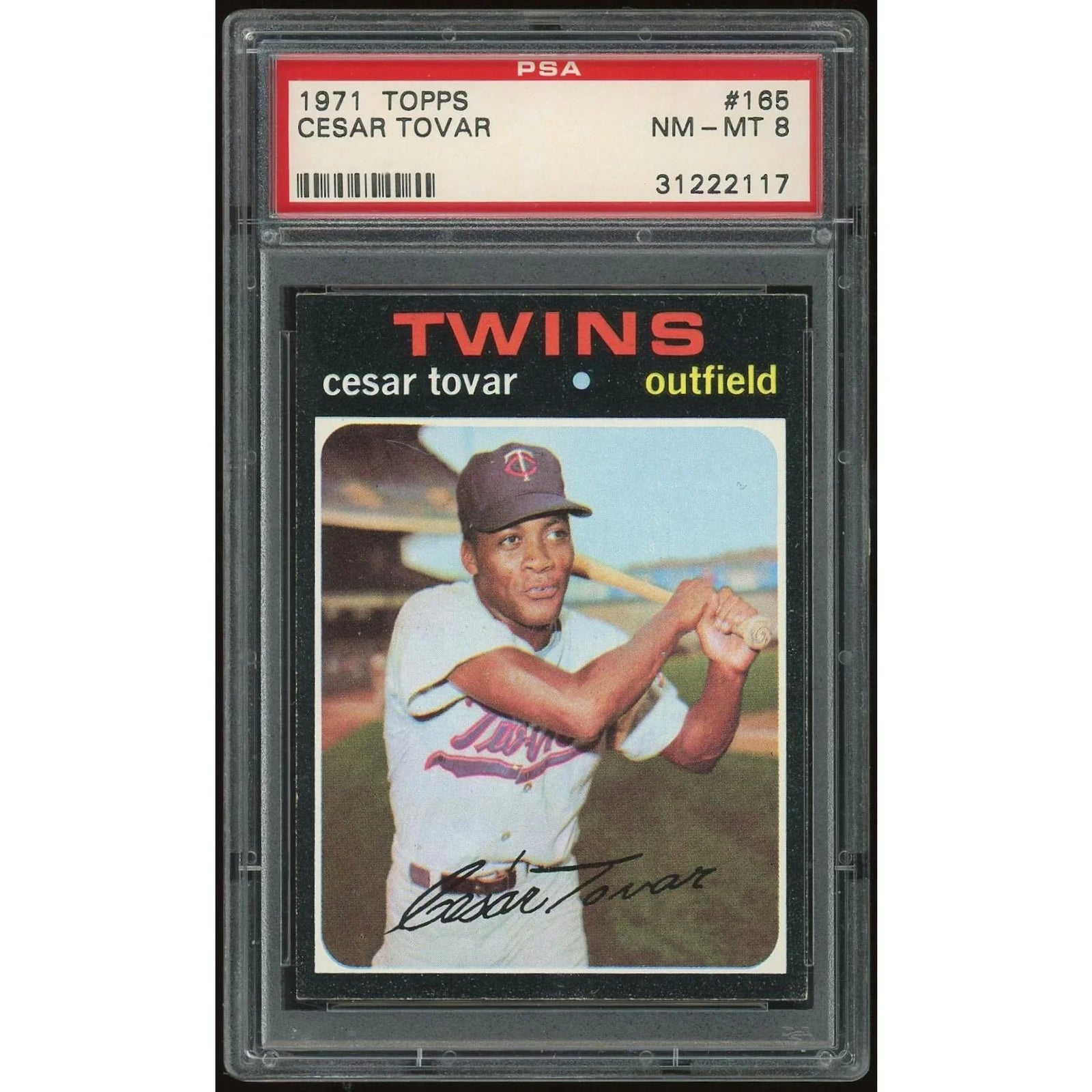 Cesar Tovar 1971 Topps #165 Baseball Card | PSA 8