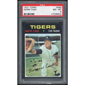 Norm Cash 1971 Topps #599 Baseball Card | PSA 8