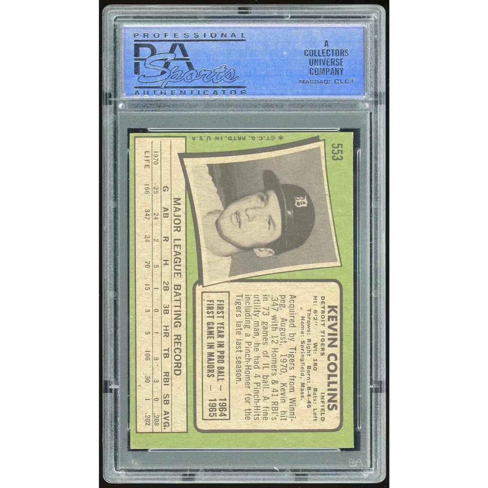 1971 Topps #553 Kevin Collins Baseball Card | PSA 8