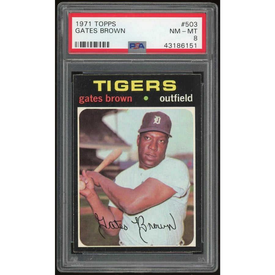Gates Brown 1971 Topps #503 Baseball Card | PSA 8
