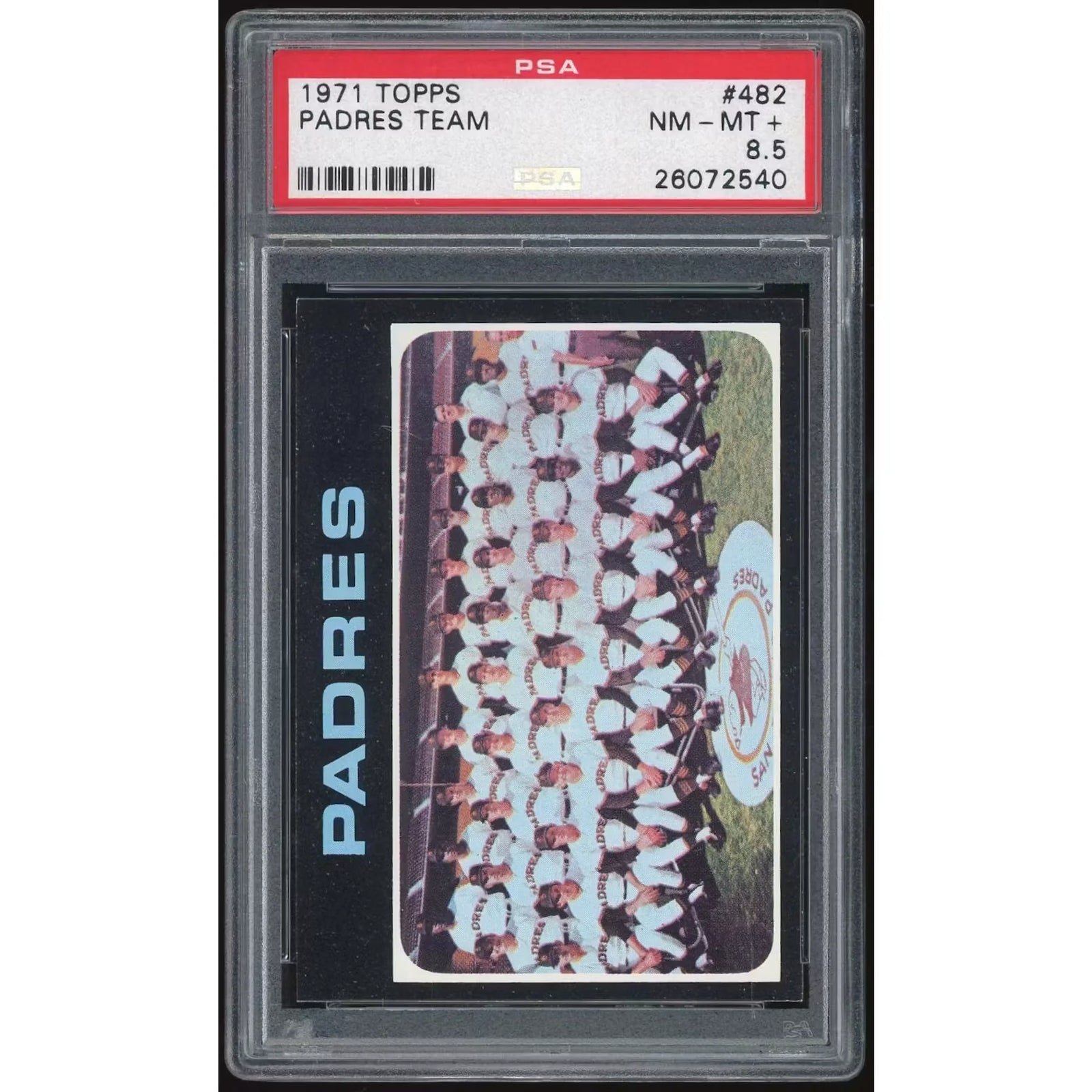 1971 Topps #482 Padres Team Card | PSA 8.5