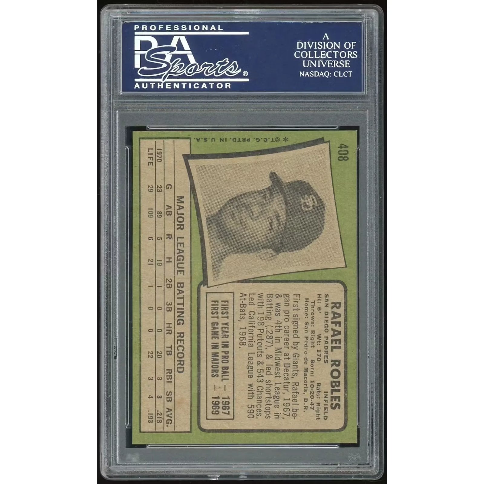 Rafael Robles 1971 Topps #408 Baseball Card | PSA 8.5