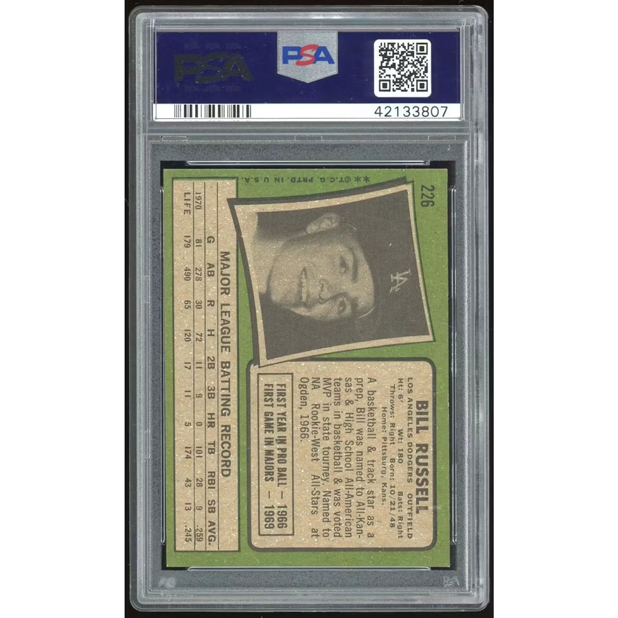 1971 Topps #226 Bill Russell Baseball Card | PSA 8