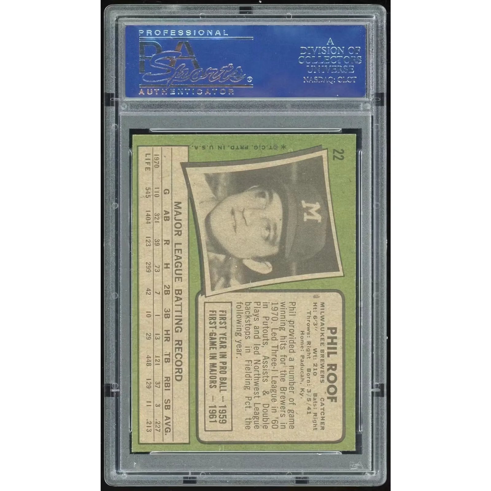 Phil Roof 1971 Topps #22 Baseball Card | PSA 8.5