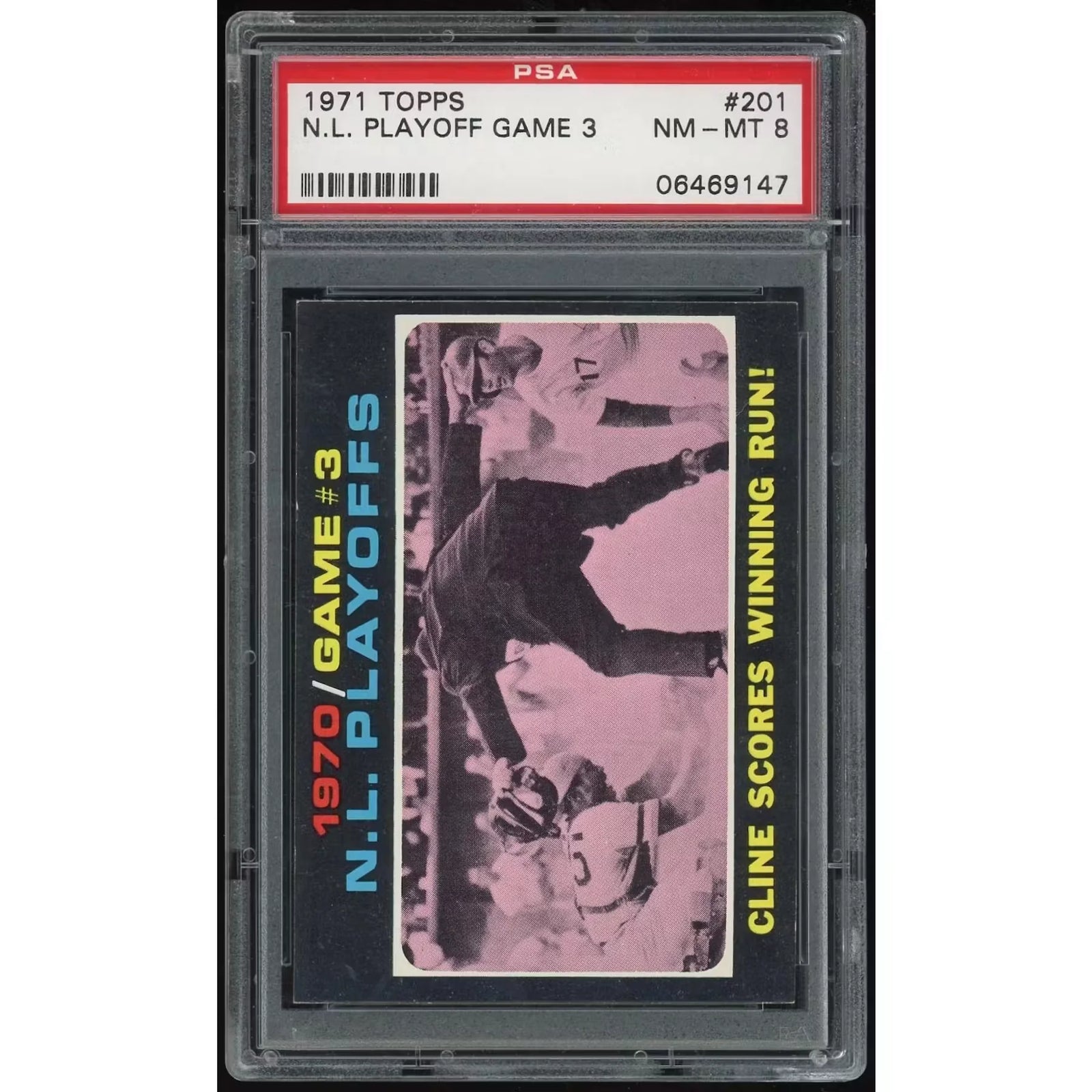 1971 Topps #201 NL Playoff Game 3 | PSA 8
