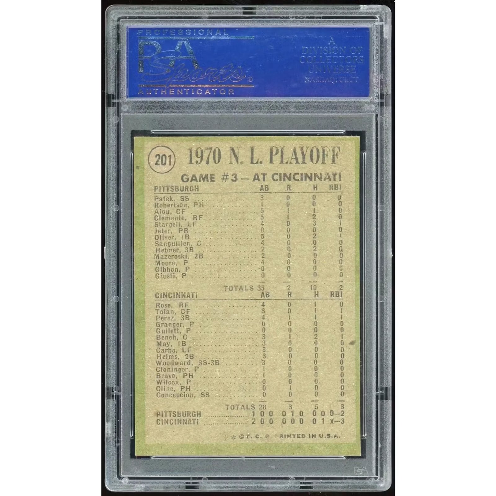 1971 Topps #201 NL Playoff Game 3 | PSA 8