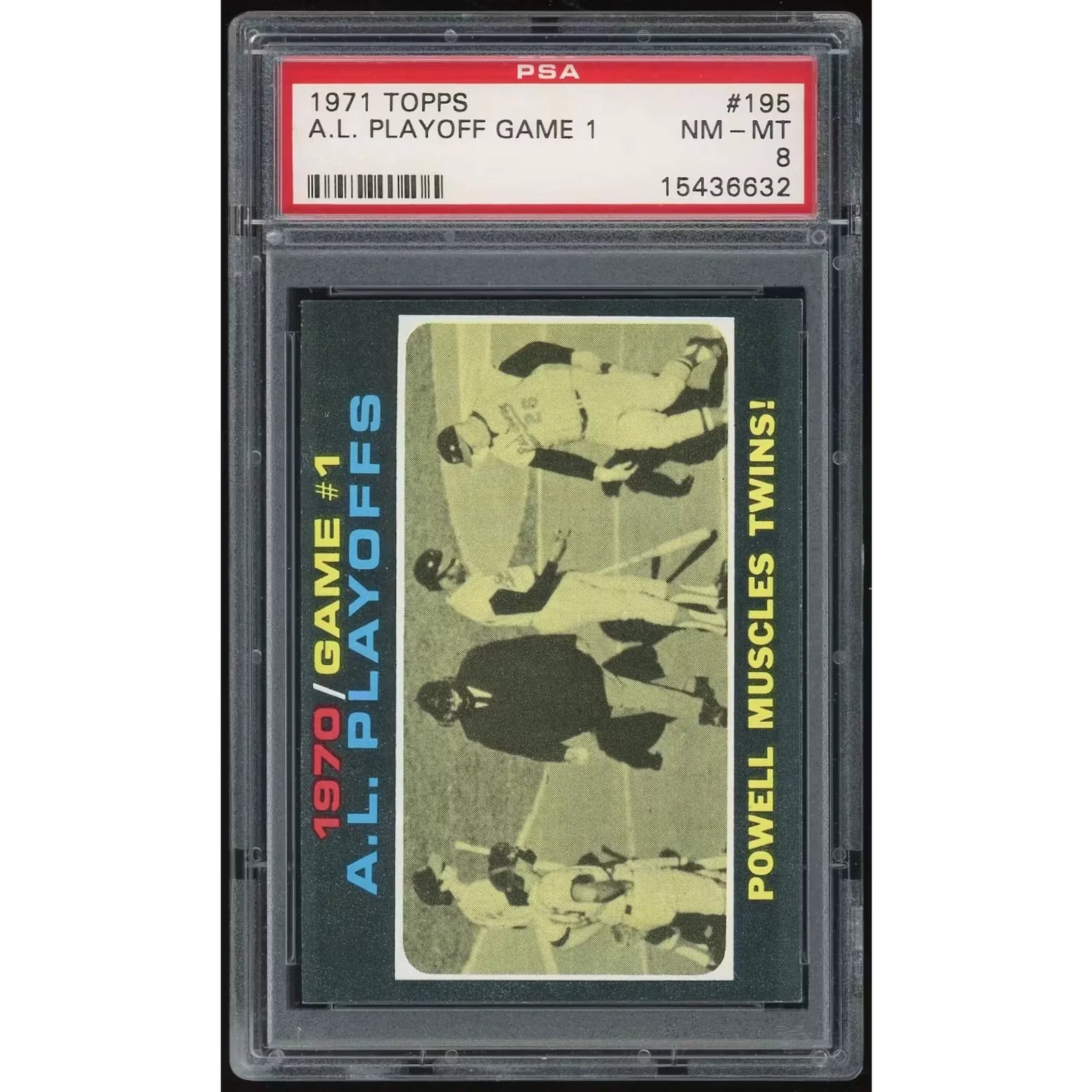 1971 Topps #195 AL Playoff Game 1 | PSA 8