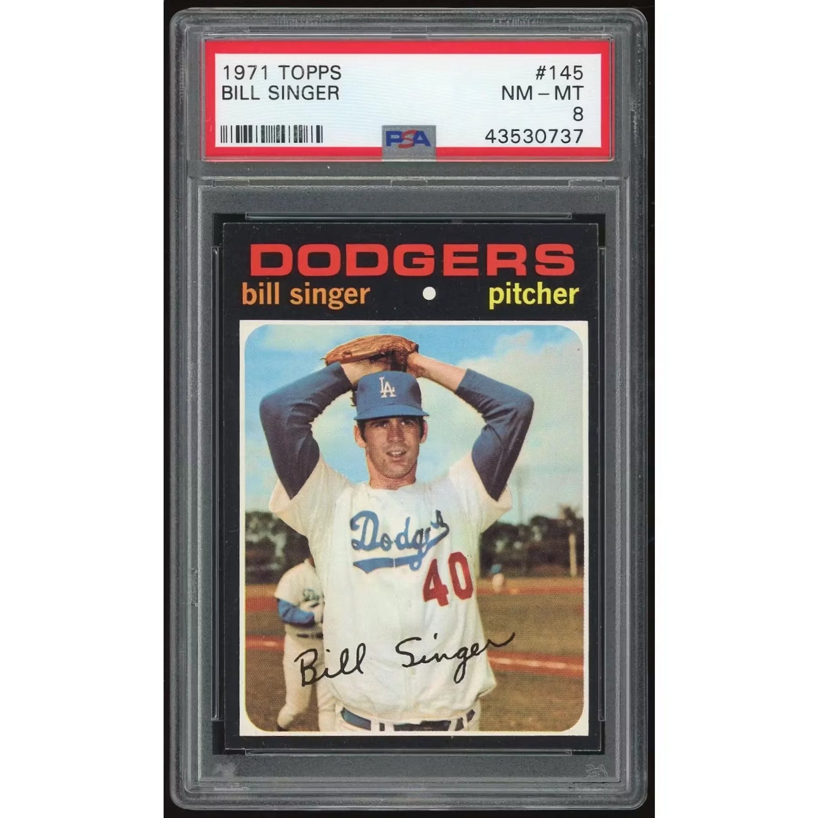 Bill Singer 1971 Topps #145 Baseball Card | PSA 8