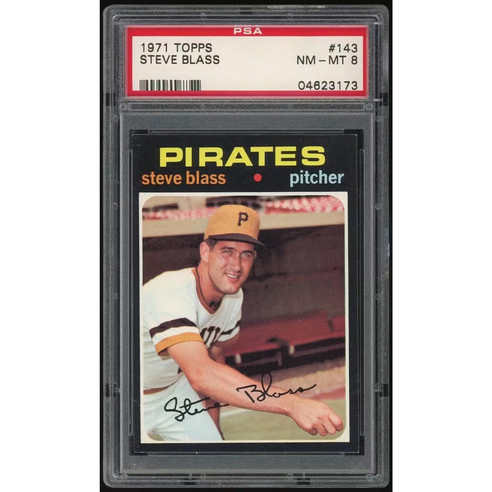 Steve Blass 1971 Topps #143 Baseball Card | PSA 8