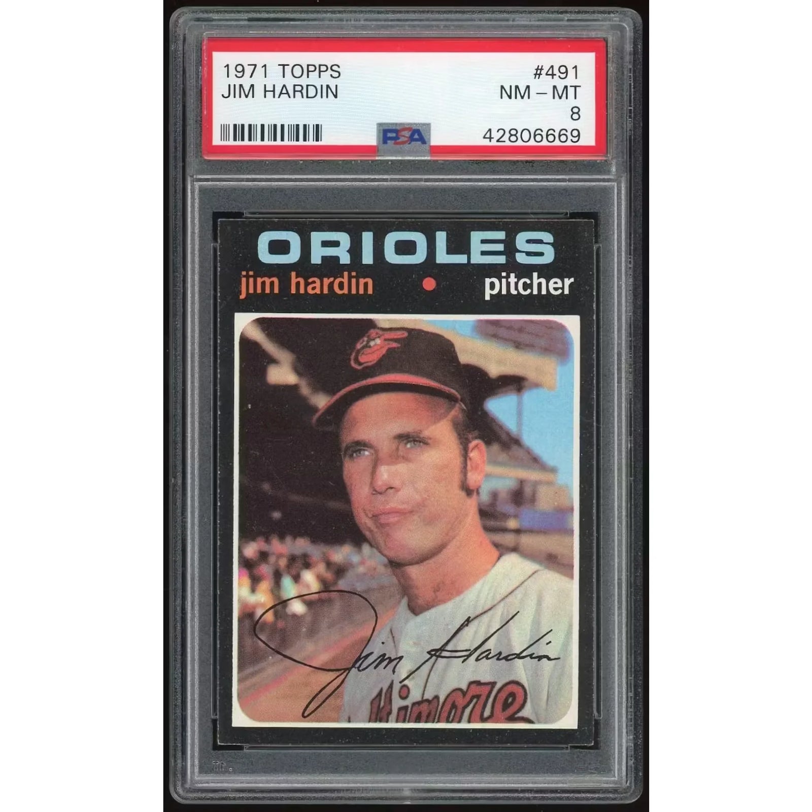 Jim Hardin 1971 Topps #491 Baseball Card | PSA 8