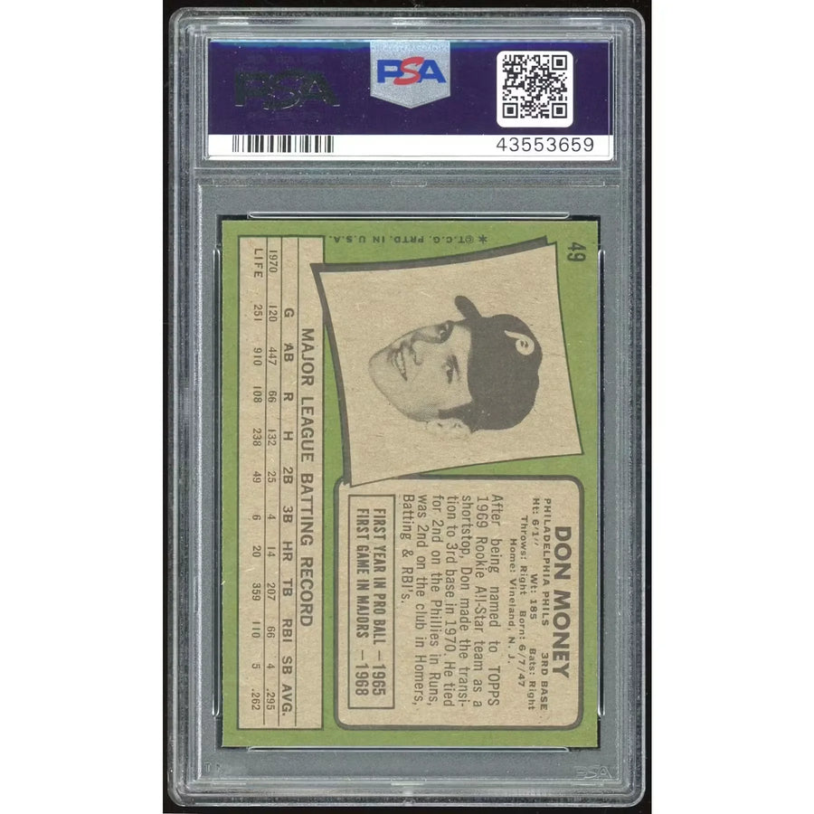 1971 Topps Don Money #49 Baseball Card | PSA 8