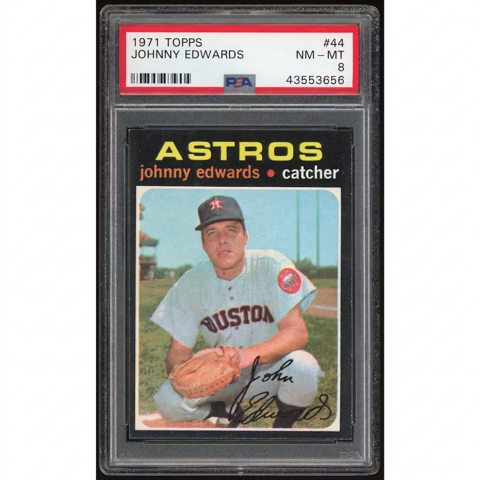 1971 Topps #44 Johnny Edwards Baseball Card | PSA 8