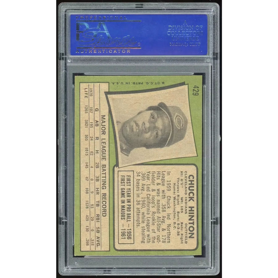 Chuck Hinton 1971 Topps #429 Baseball Card | PSA 8