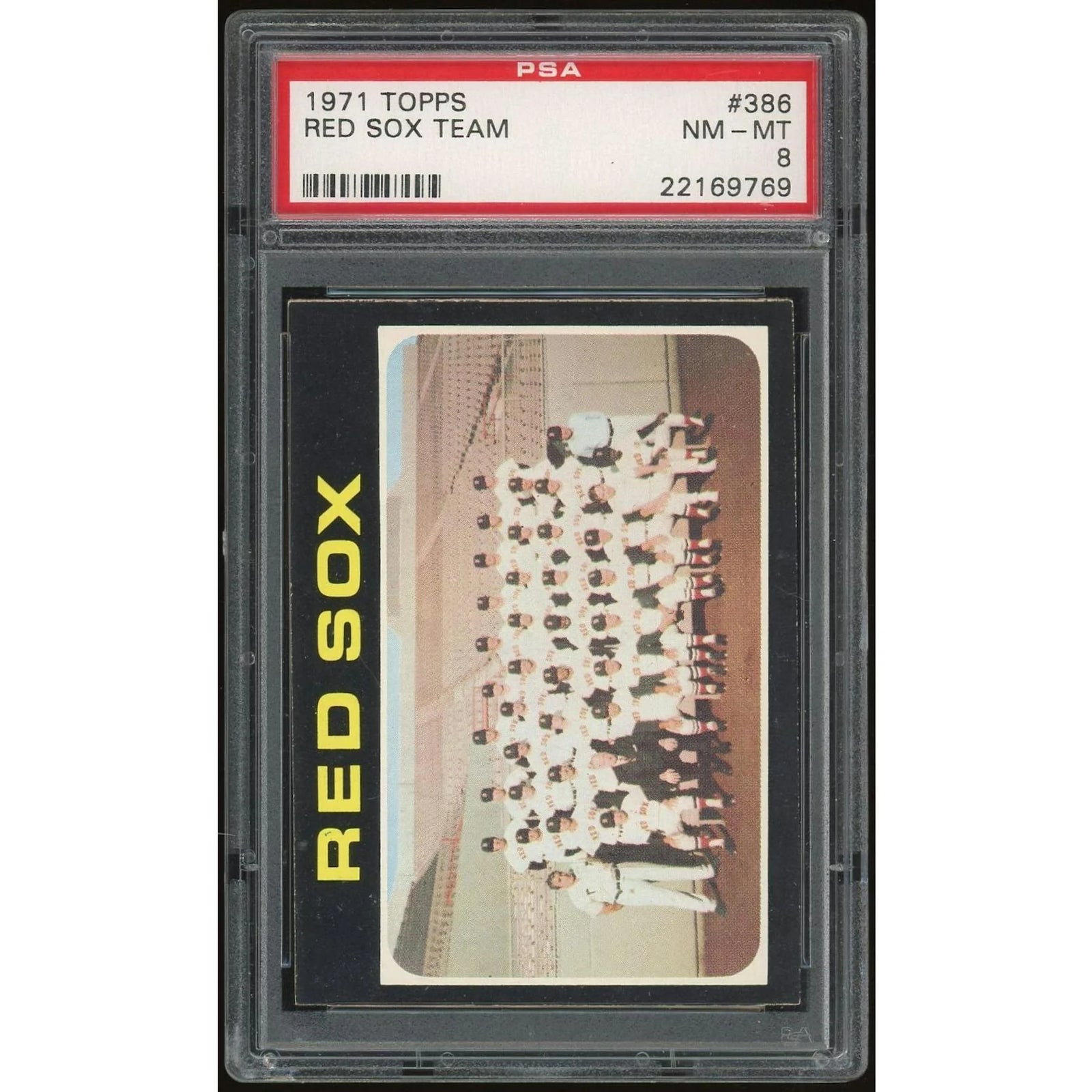 1971 Topps #386 Red Sox Team Card | PSA 8