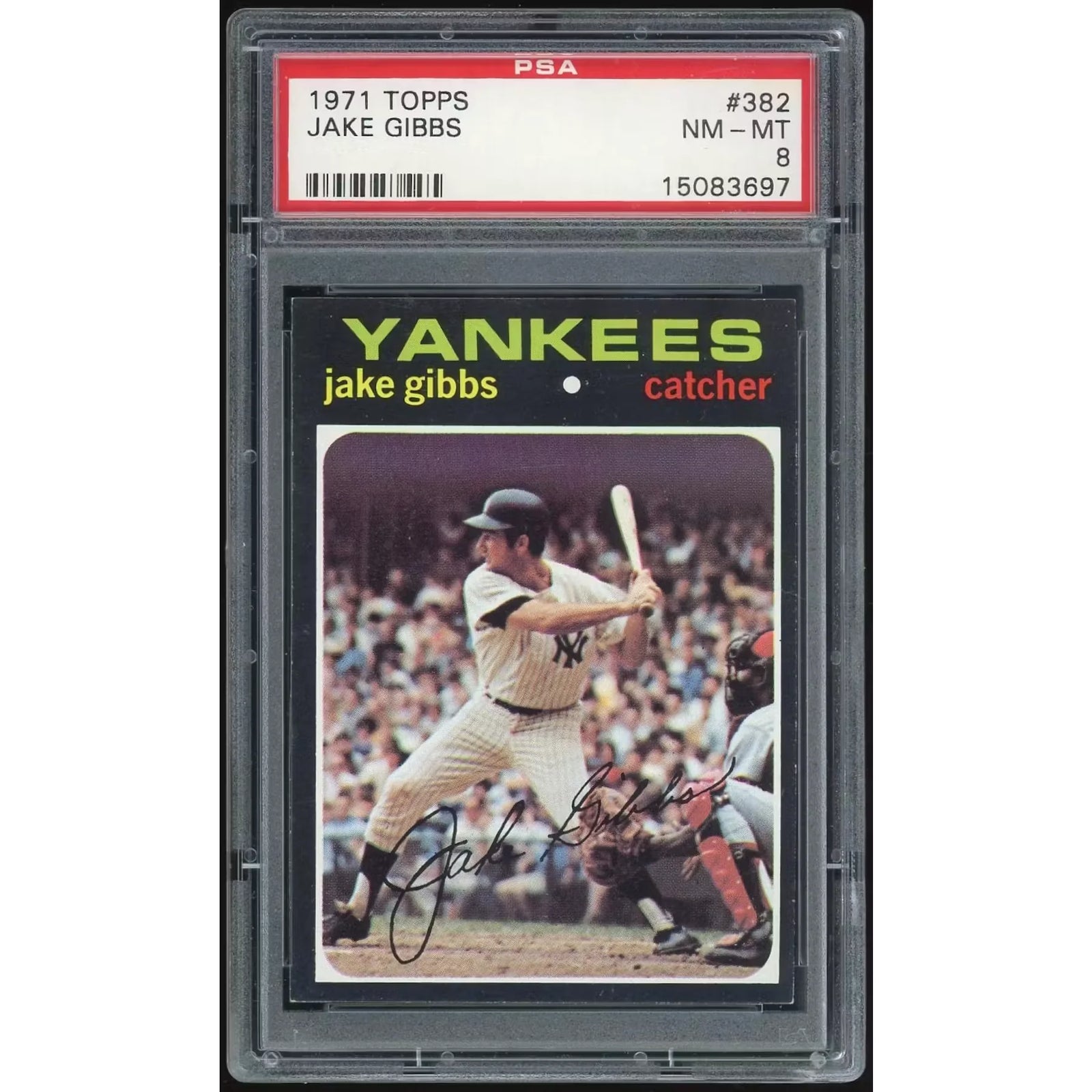 Jake Gibbs 1971 Topps #382 Baseball Card | PSA 8